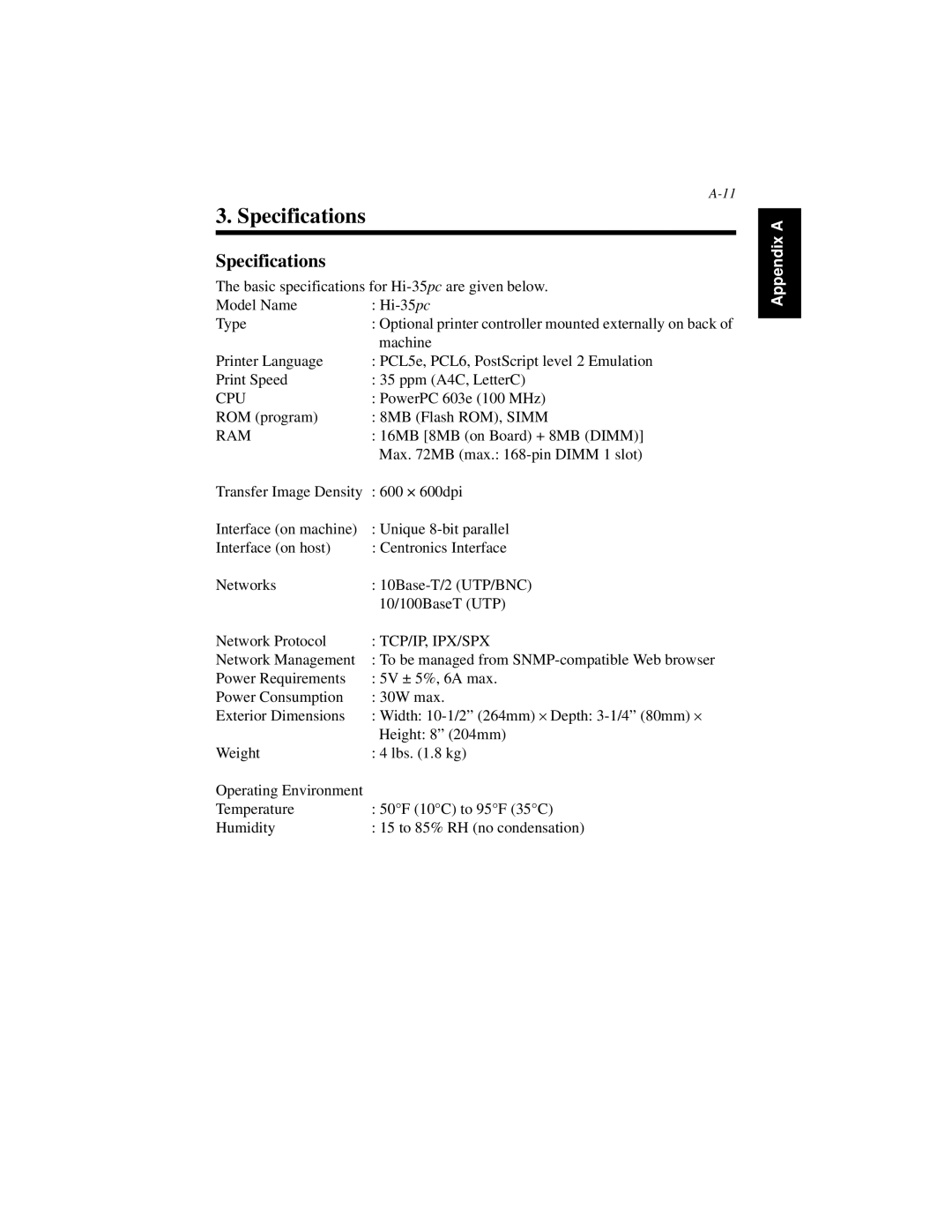 Hitachi Koki USA Hi-35pc user manual Specifications 