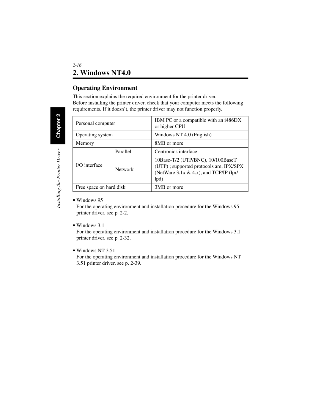 Hitachi Koki USA Hi-35pc user manual Windows NT4.0, Operating Environment 