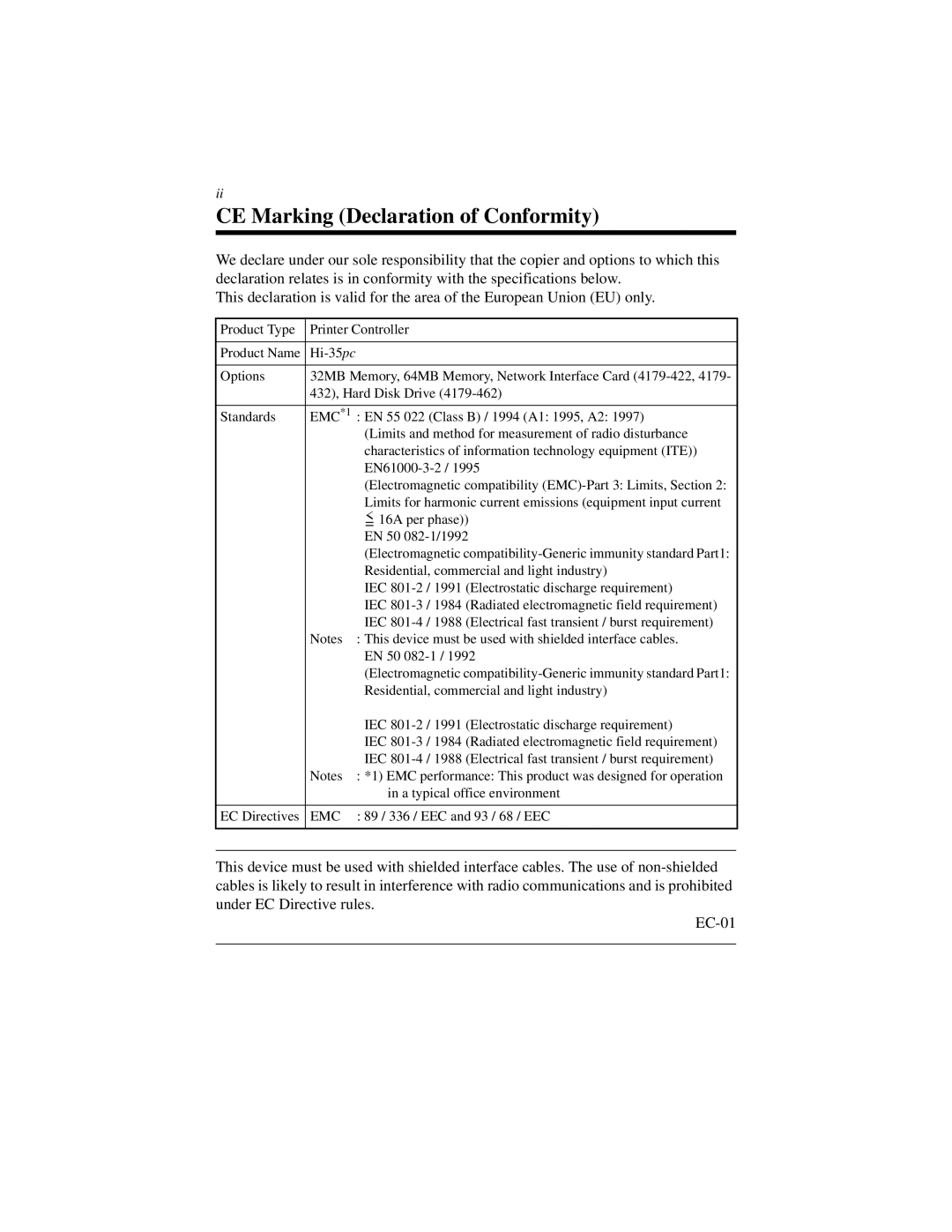 Hitachi Koki USA Hi-35pc user manual CE Marking Declaration of Conformity 