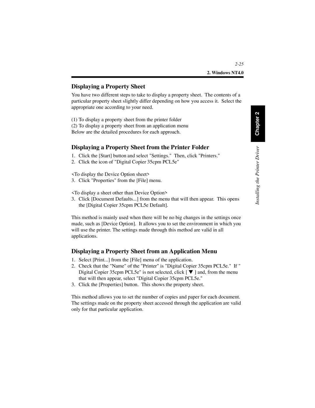 Hitachi Koki USA Hi-35pc user manual Displaying a Property Sheet 