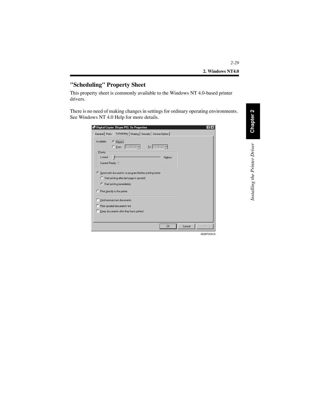 Hitachi Koki USA Hi-35pc user manual Scheduling Property Sheet 