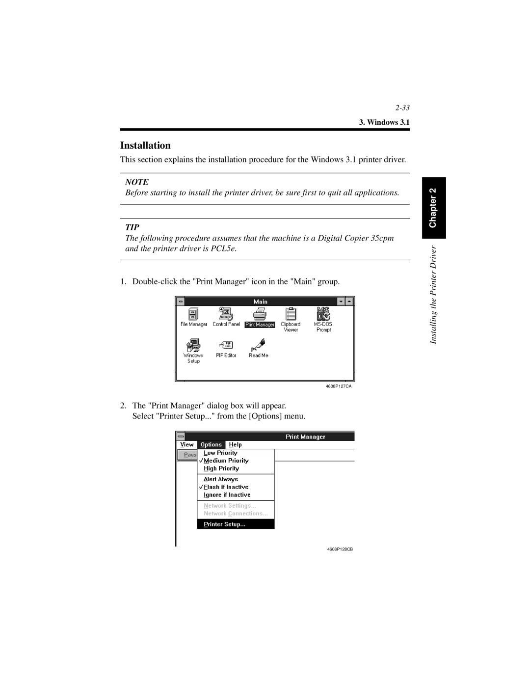 Hitachi Koki USA Hi-35pc user manual Double-click the Print Manager icon in the Main group 