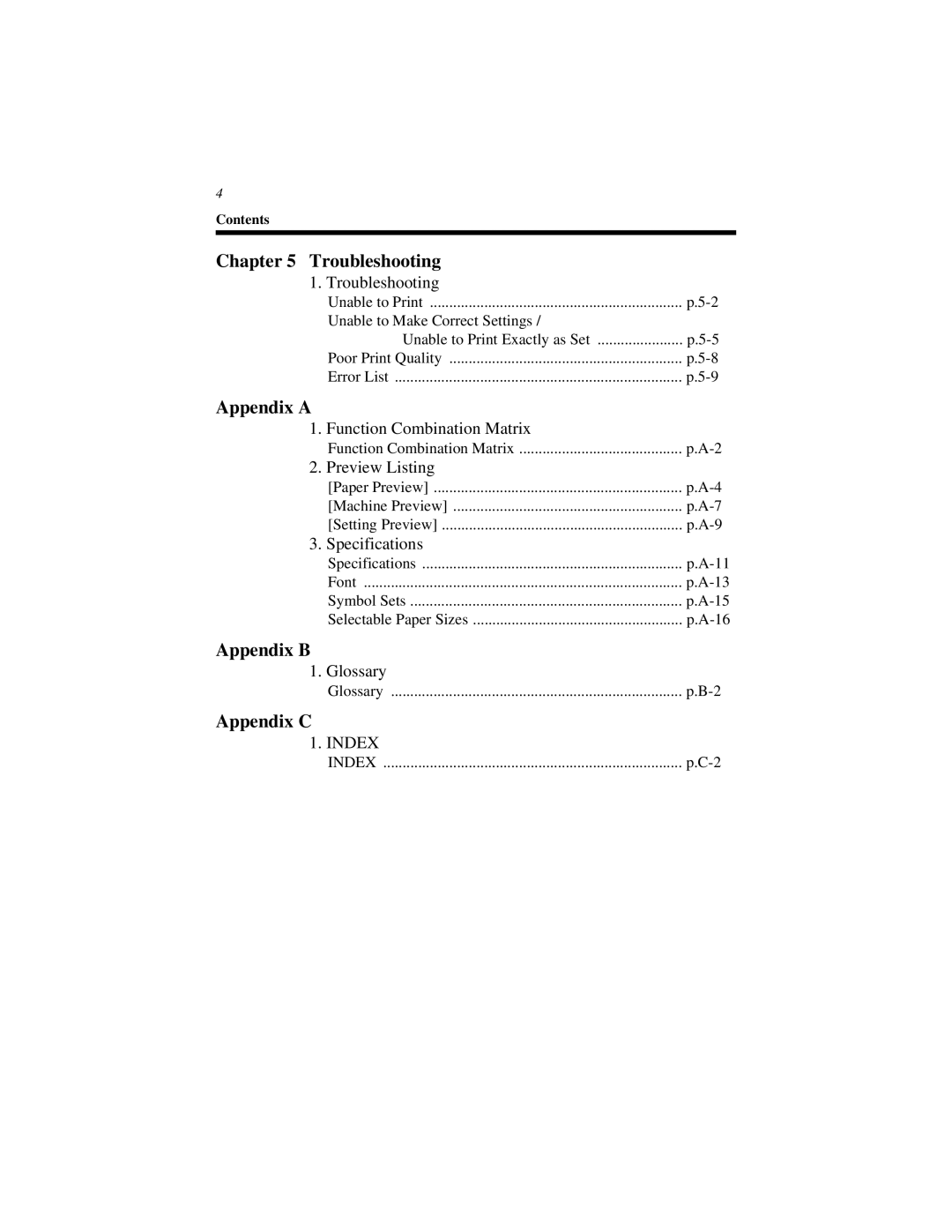 Hitachi Koki USA Hi-35pc user manual Troubleshooting, Appendix a, Appendix B, Appendix C 