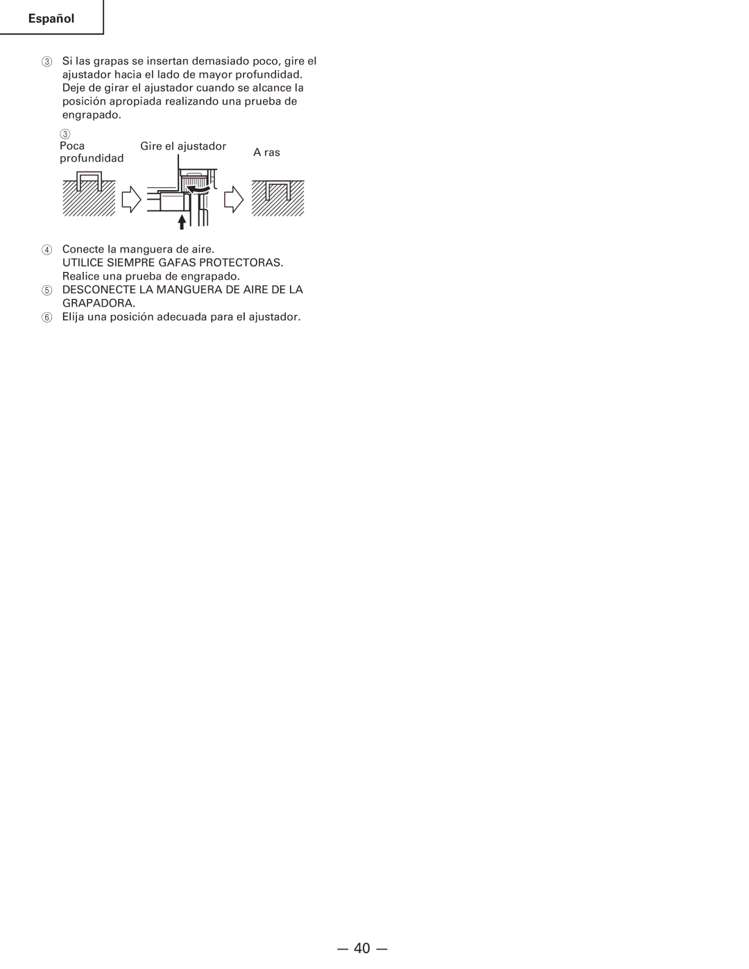 Hitachi Koki USA n 5024a manual Utilice Siempre Gafas Protectoras 