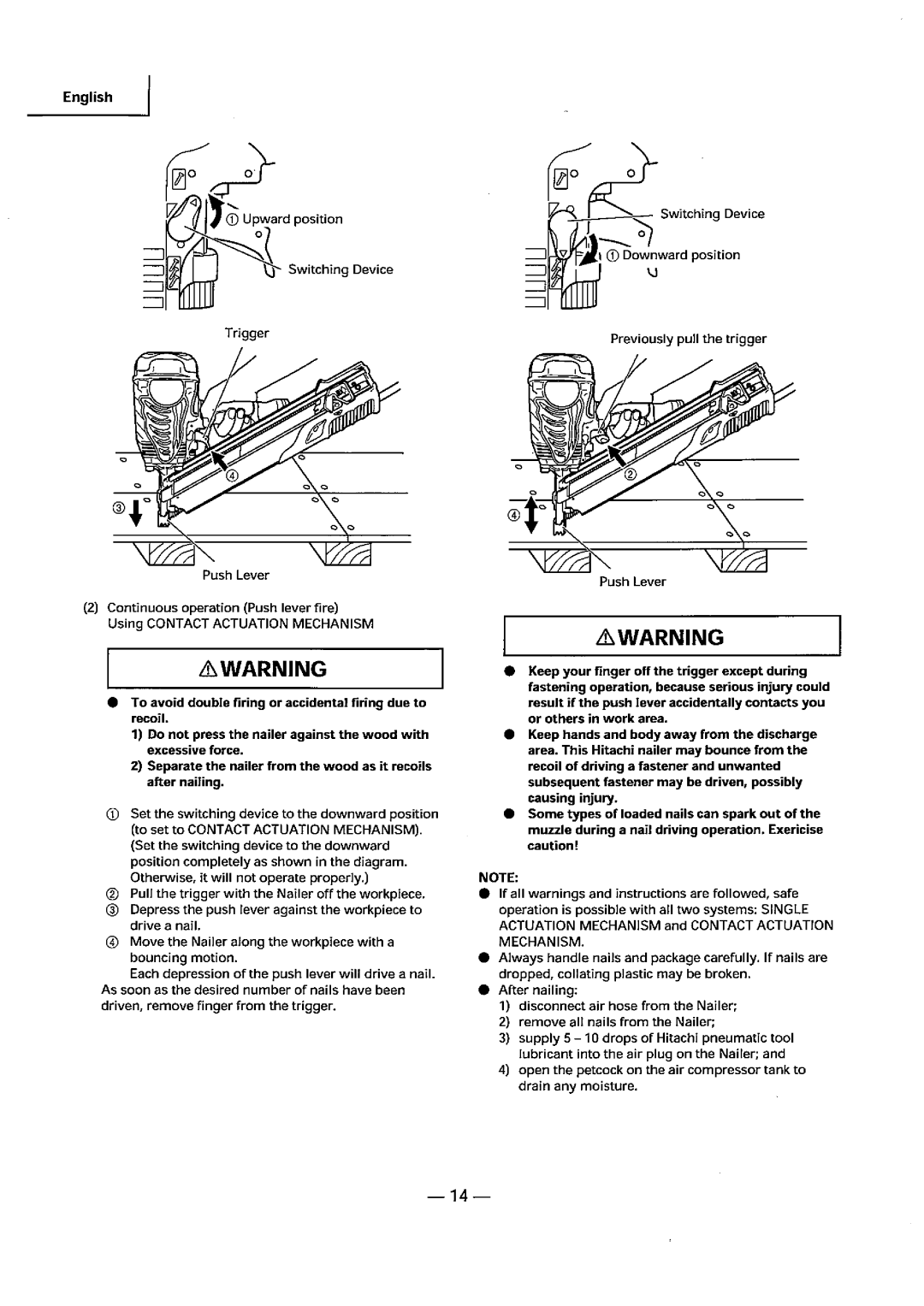 Hitachi Koki USA NR 90AE, NR 90AD manual 