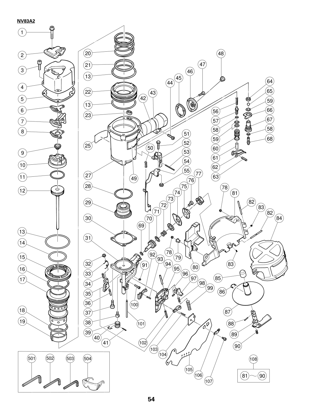 Hitachi Koki USA NV65AC, NV83a2, NV 50A1 manual 501 503 100 