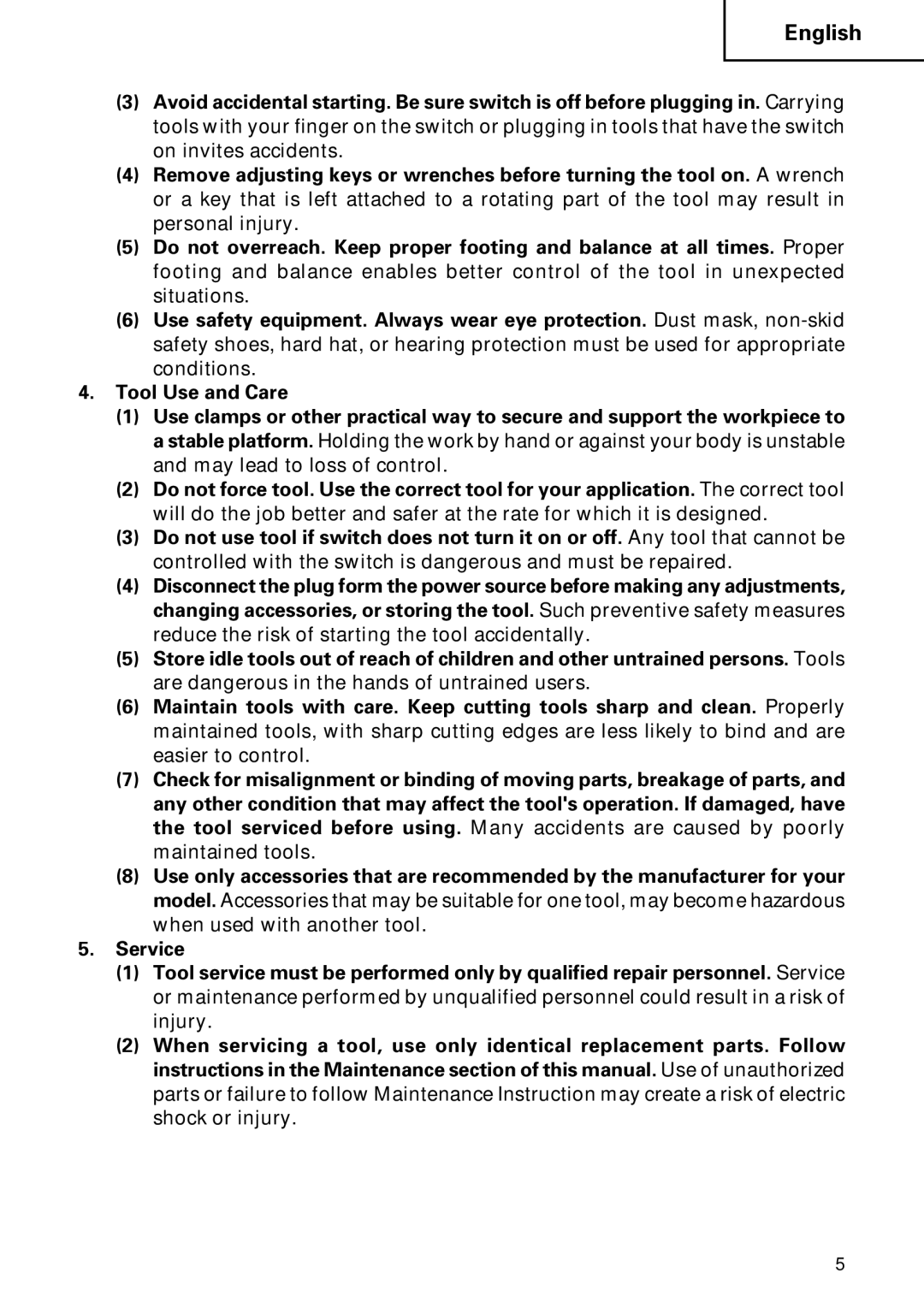 Hitachi Koki USA W8VB2, W6B3, W6VA4, W6VM, W6V4 instruction manual English 