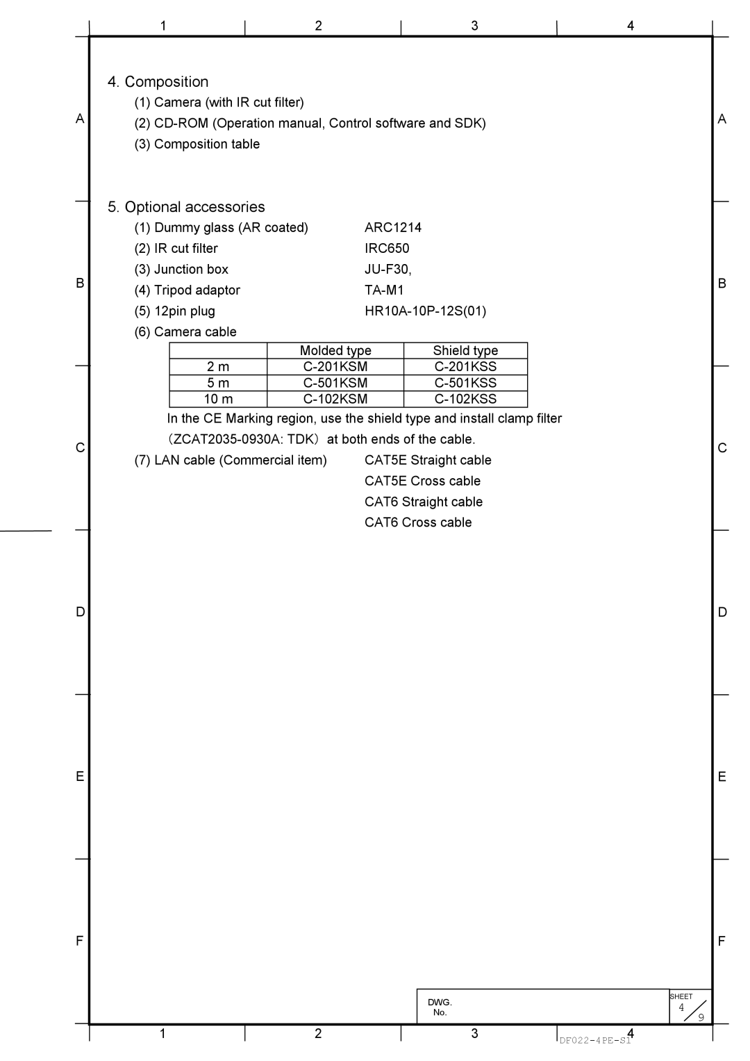 Hitachi KP-FD202GV specifications Composition, Optional accessories 