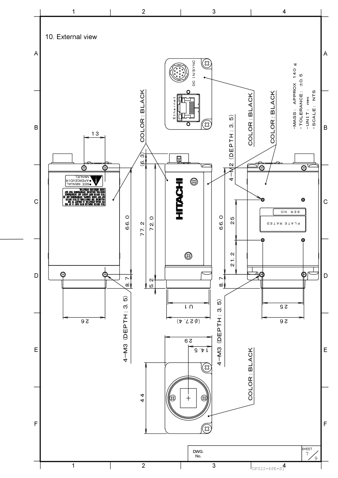 Hitachi KP-FD202GV specifications External view, （６.３） ＣＯＬＯＲ：ＢＬＡＣＫ 