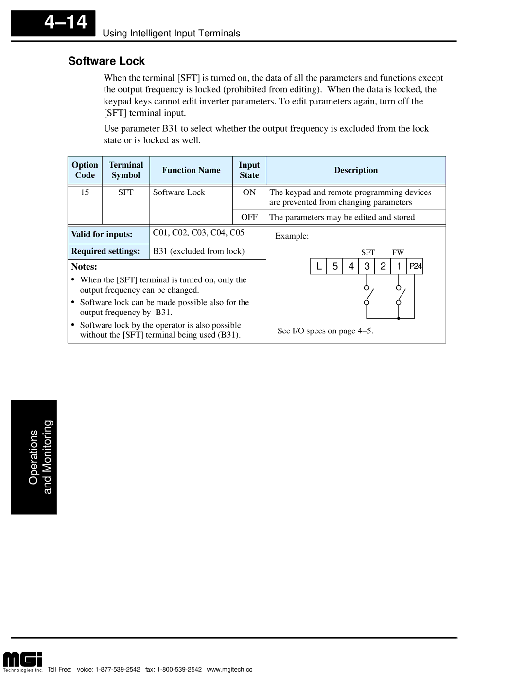 Hitachi L100 instruction manual Software Lock 