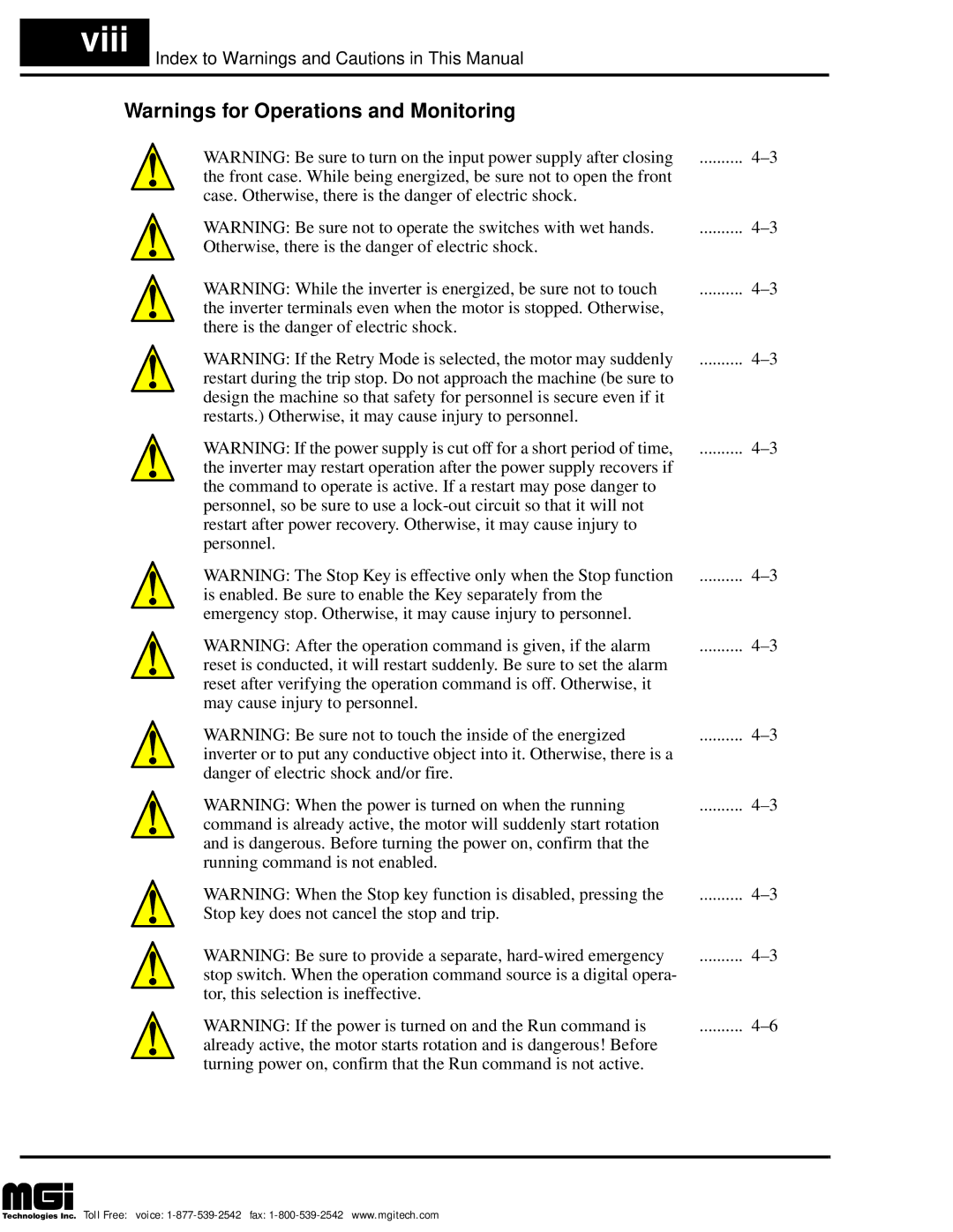 Hitachi L100 instruction manual Viii 