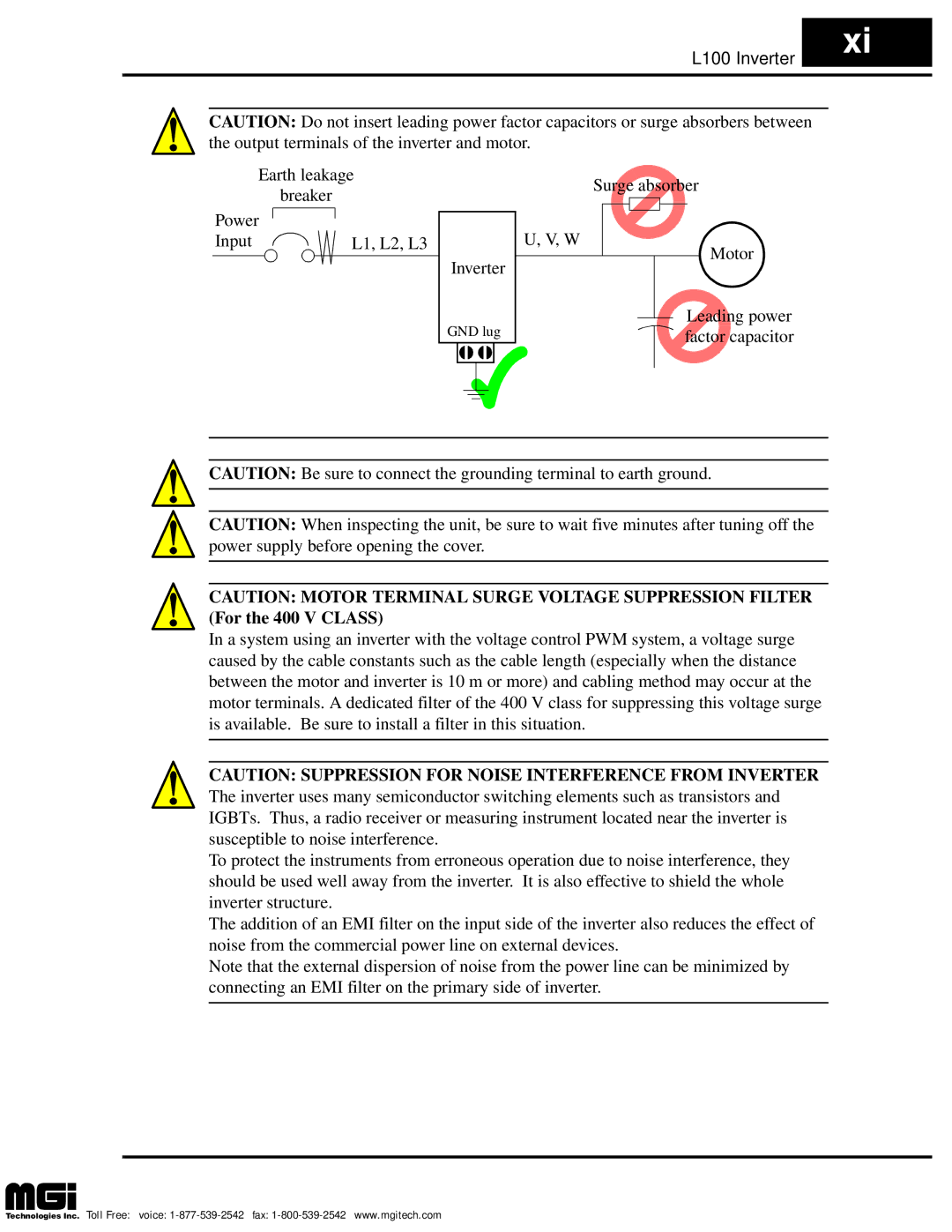 Hitachi L100 instruction manual GND lug 