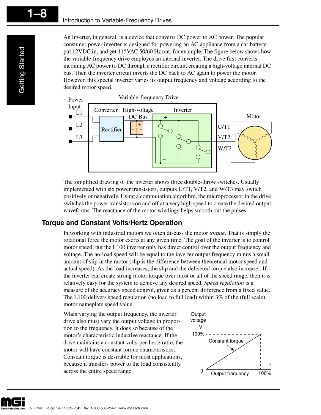 Hitachi L100 instruction manual Torque and Constant Volts/Hertz Operation, Introduction to Variable-Frequency Drives 