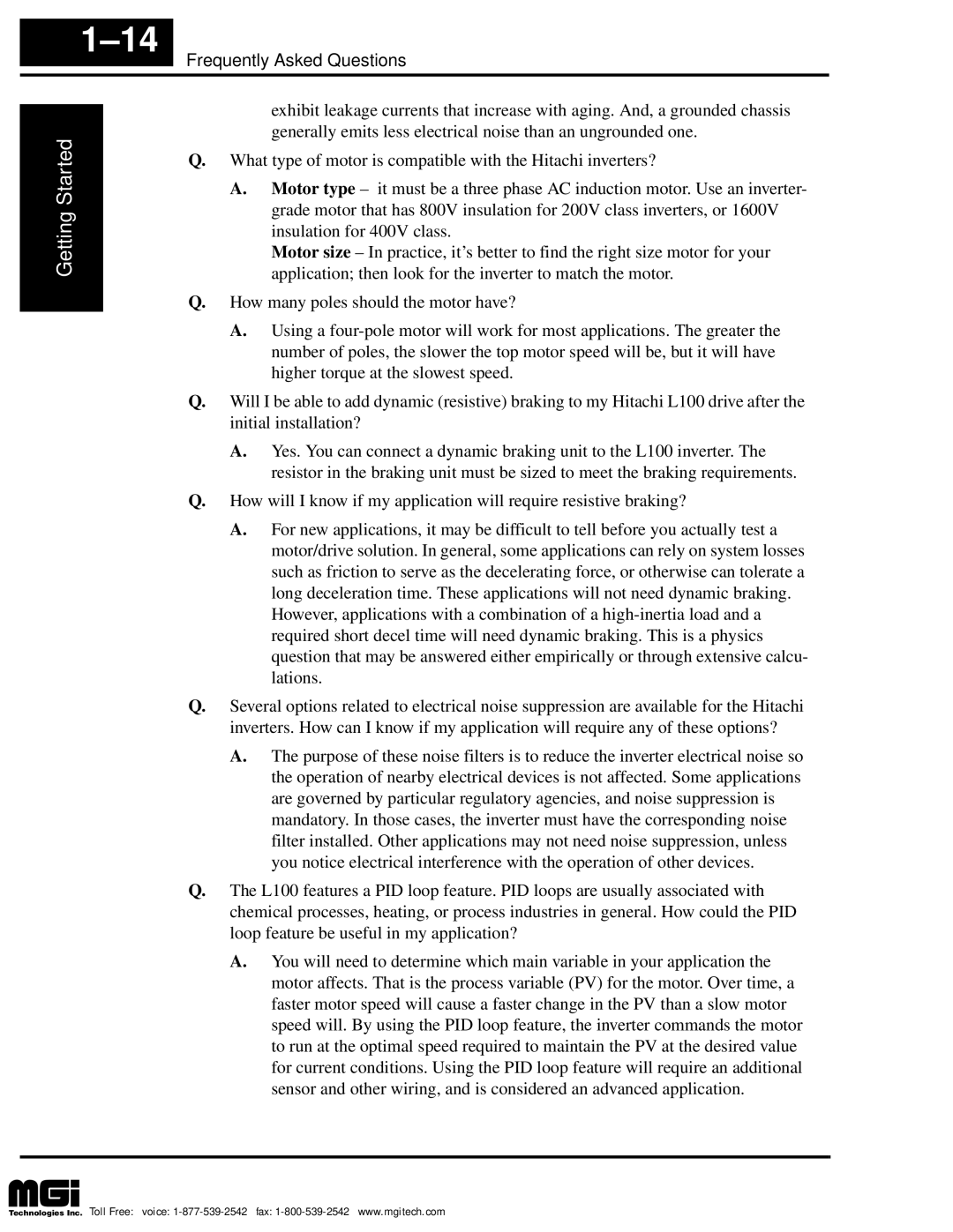 Hitachi L100 instruction manual Getting Started 