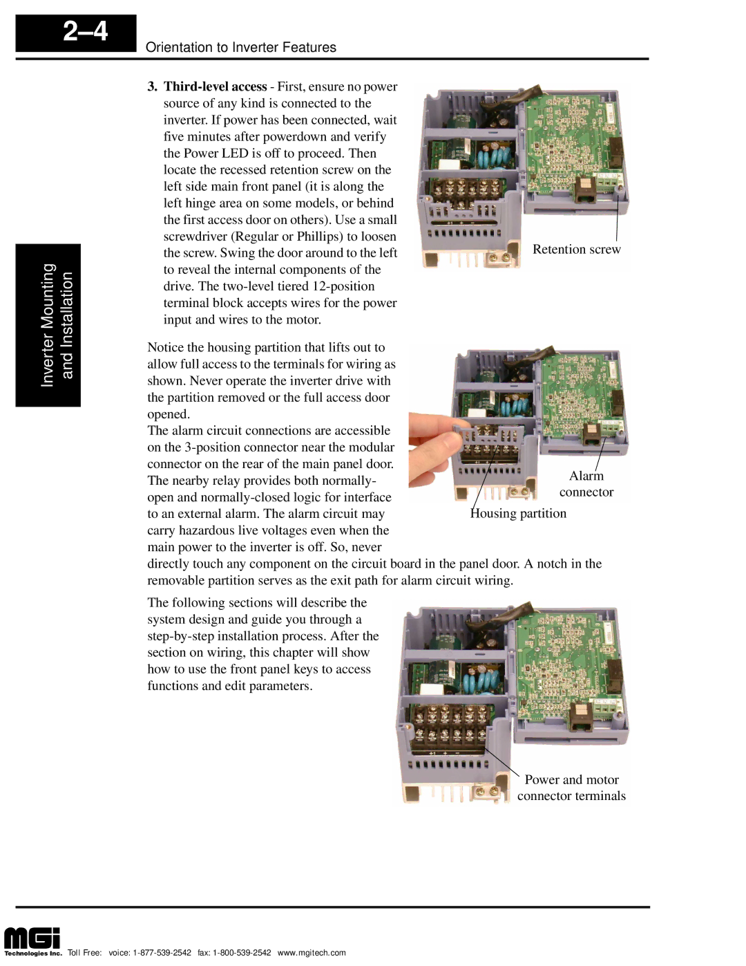 Hitachi L100 instruction manual Inverter Mounting Installation 