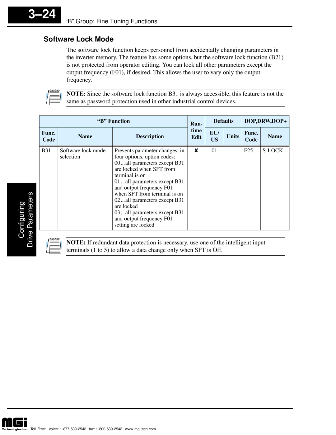 Hitachi L100 instruction manual Software Lock Mode 