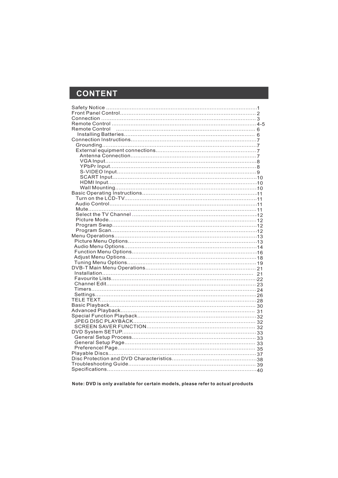 Hitachi L15TA11W user manual Content 