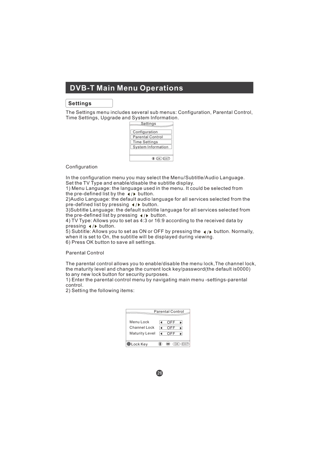 Hitachi L15TA11W user manual Settings 