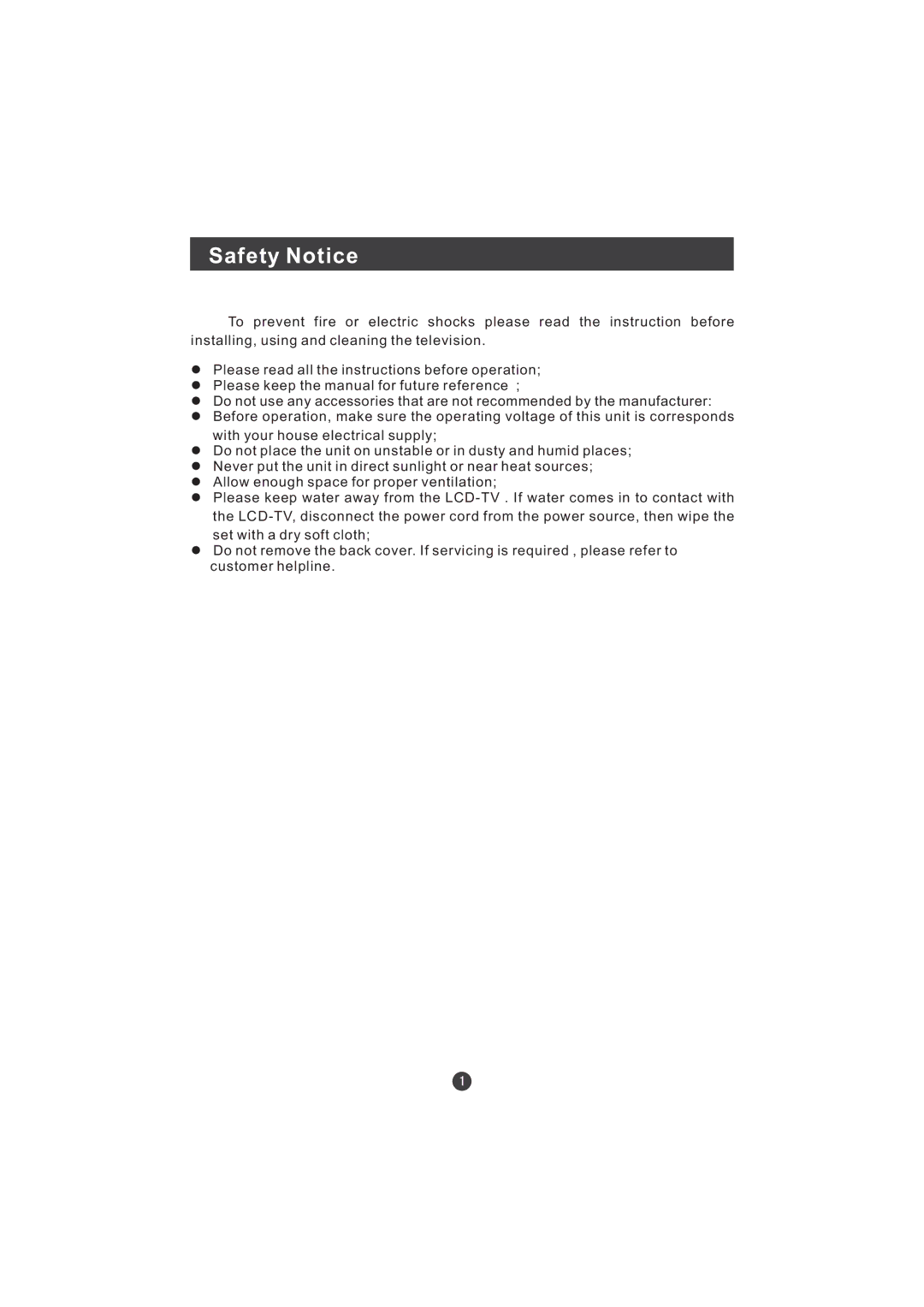 Hitachi L15TA11W user manual Safety Notice 