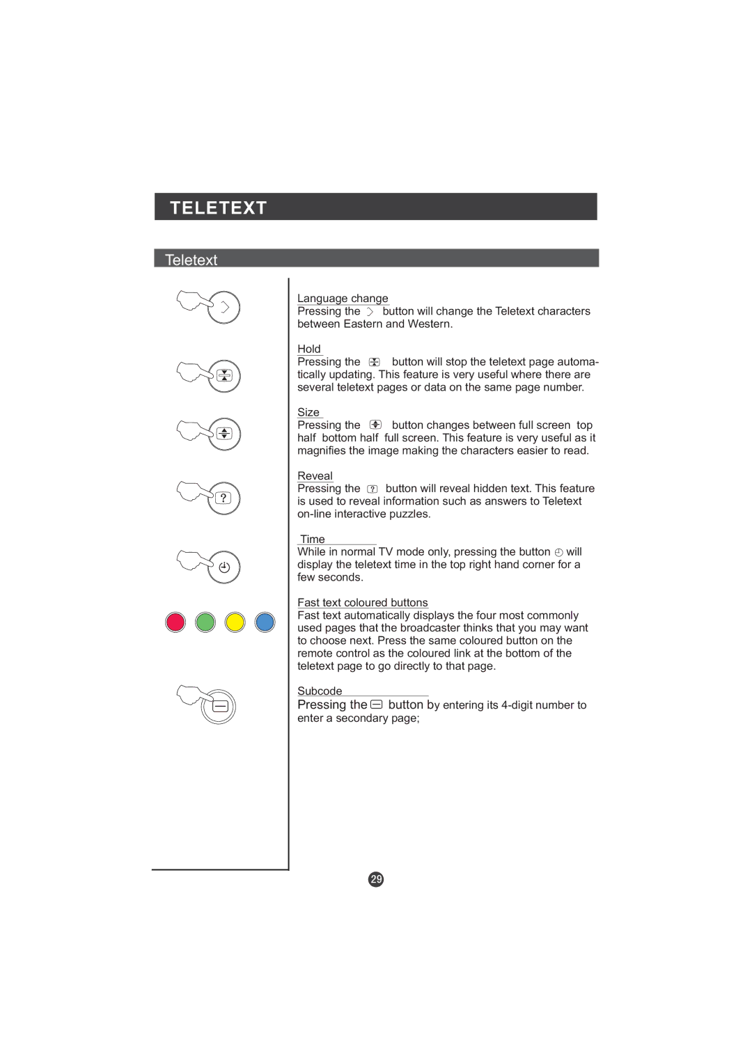 Hitachi L15TA11W user manual Teletext 