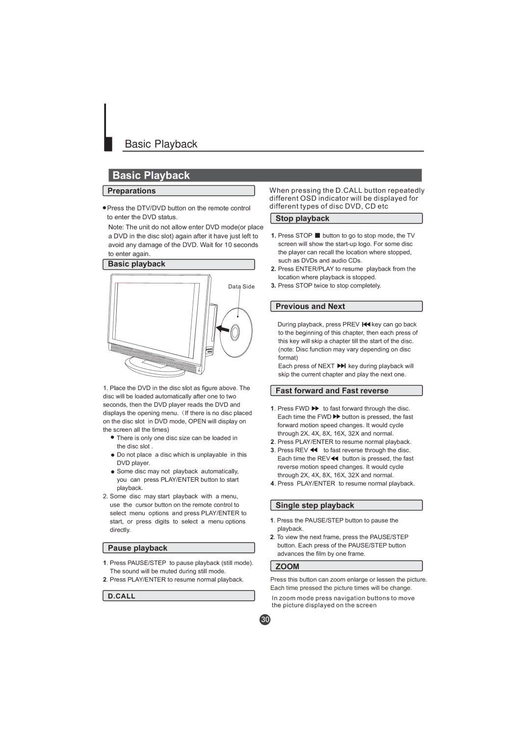 Hitachi L15TA11W user manual Basic Playback 