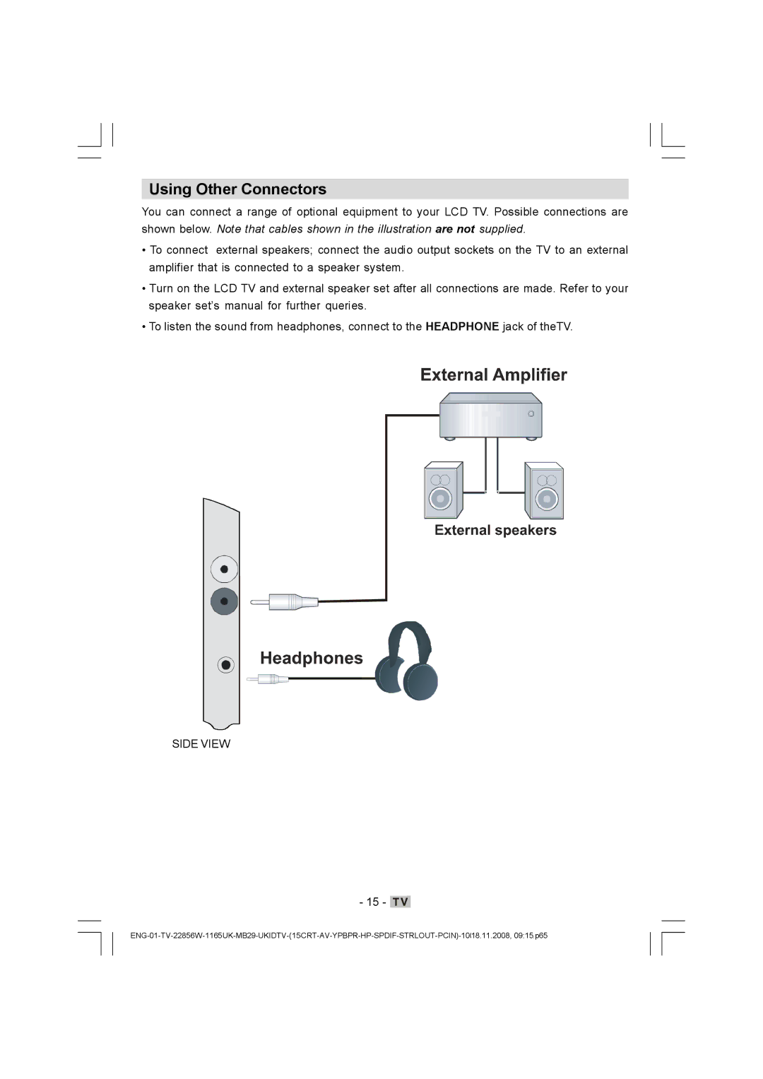 Hitachi L22DP03U manual Using Other Connectors 