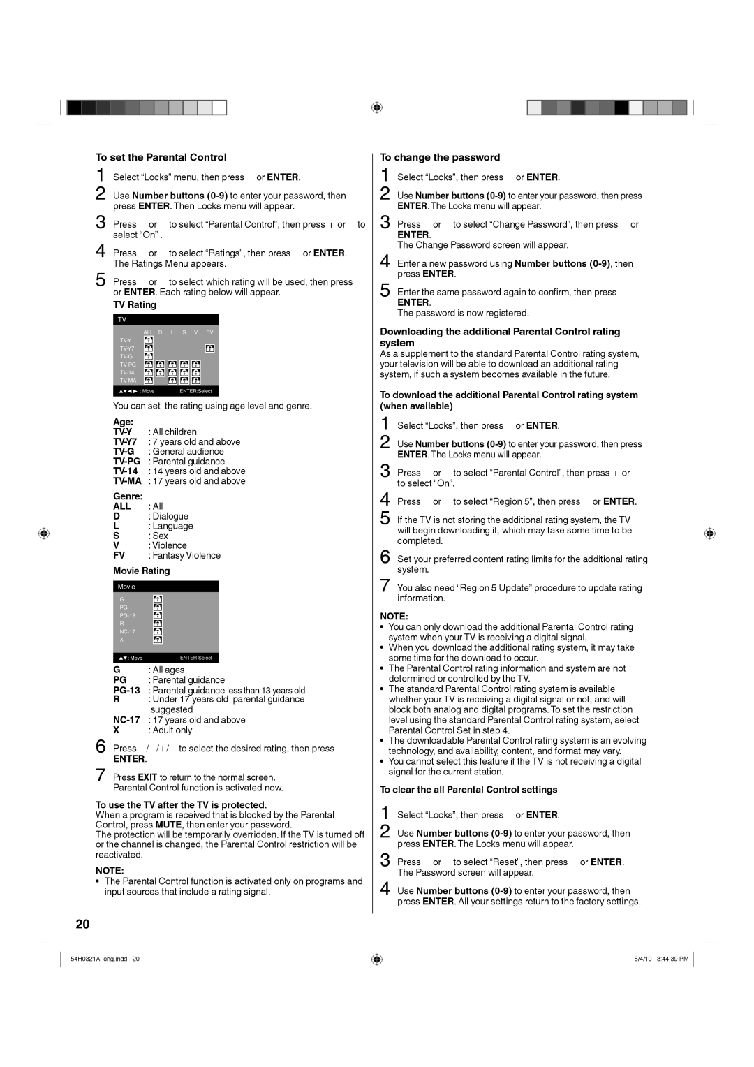 Hitachi L26D204 manual To set the Parental Control, To change the password 