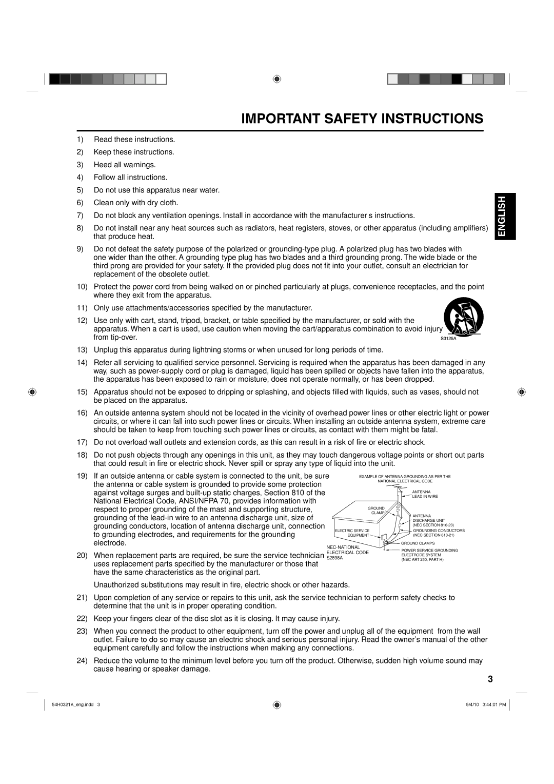 Hitachi L26D204 manual Important Safety Instructions 