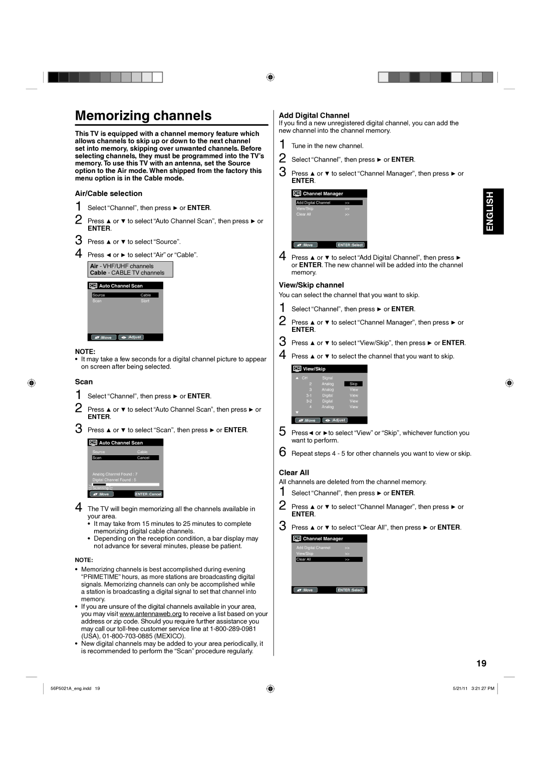 Hitachi L26D205 important safety instructions Memorizing channels 