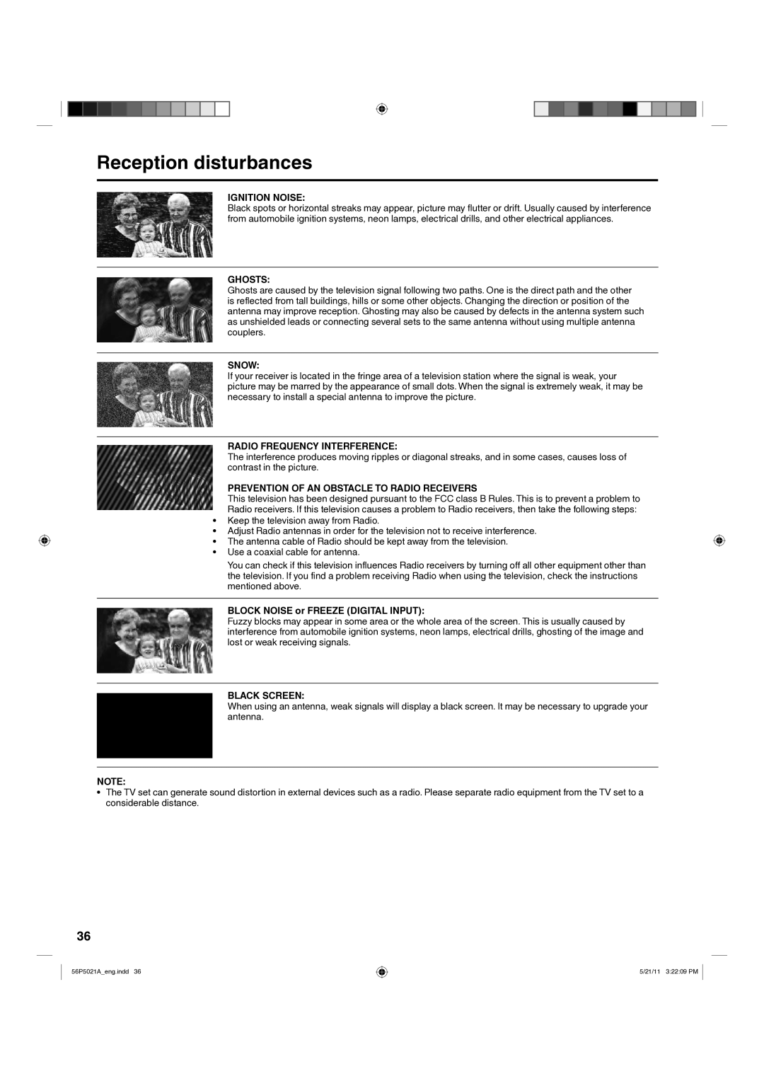 Hitachi L26D205 important safety instructions Reception disturbances 