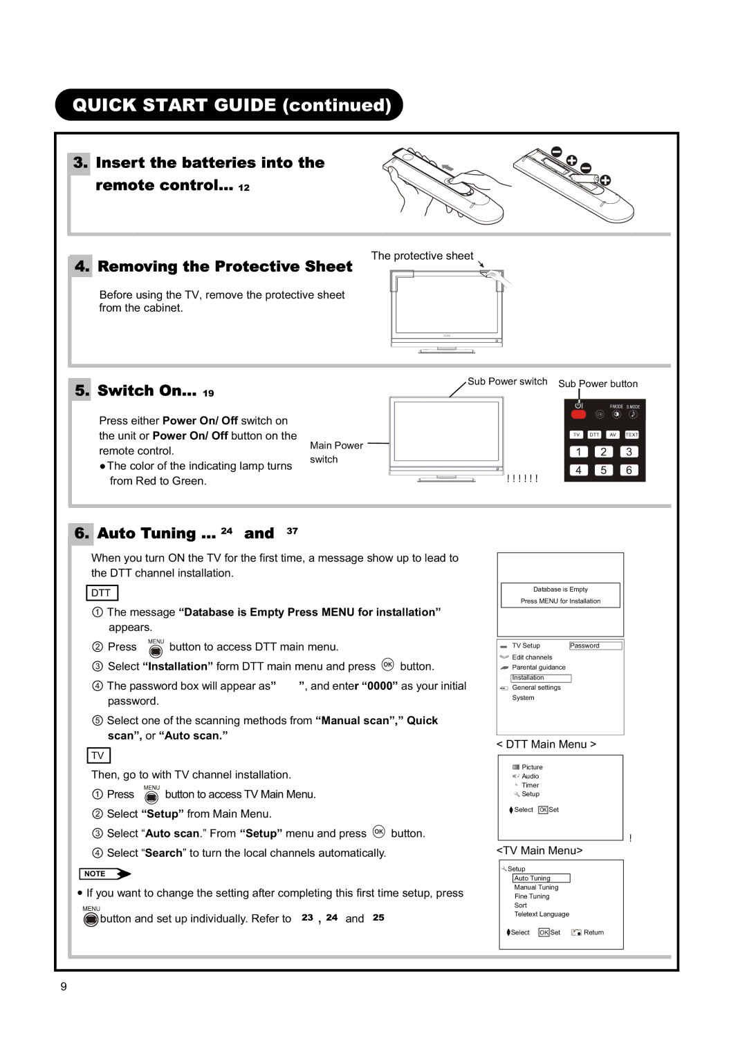 Hitachi L32H01AU, L26H01AU manual Quick Start Guide, Switch On… 