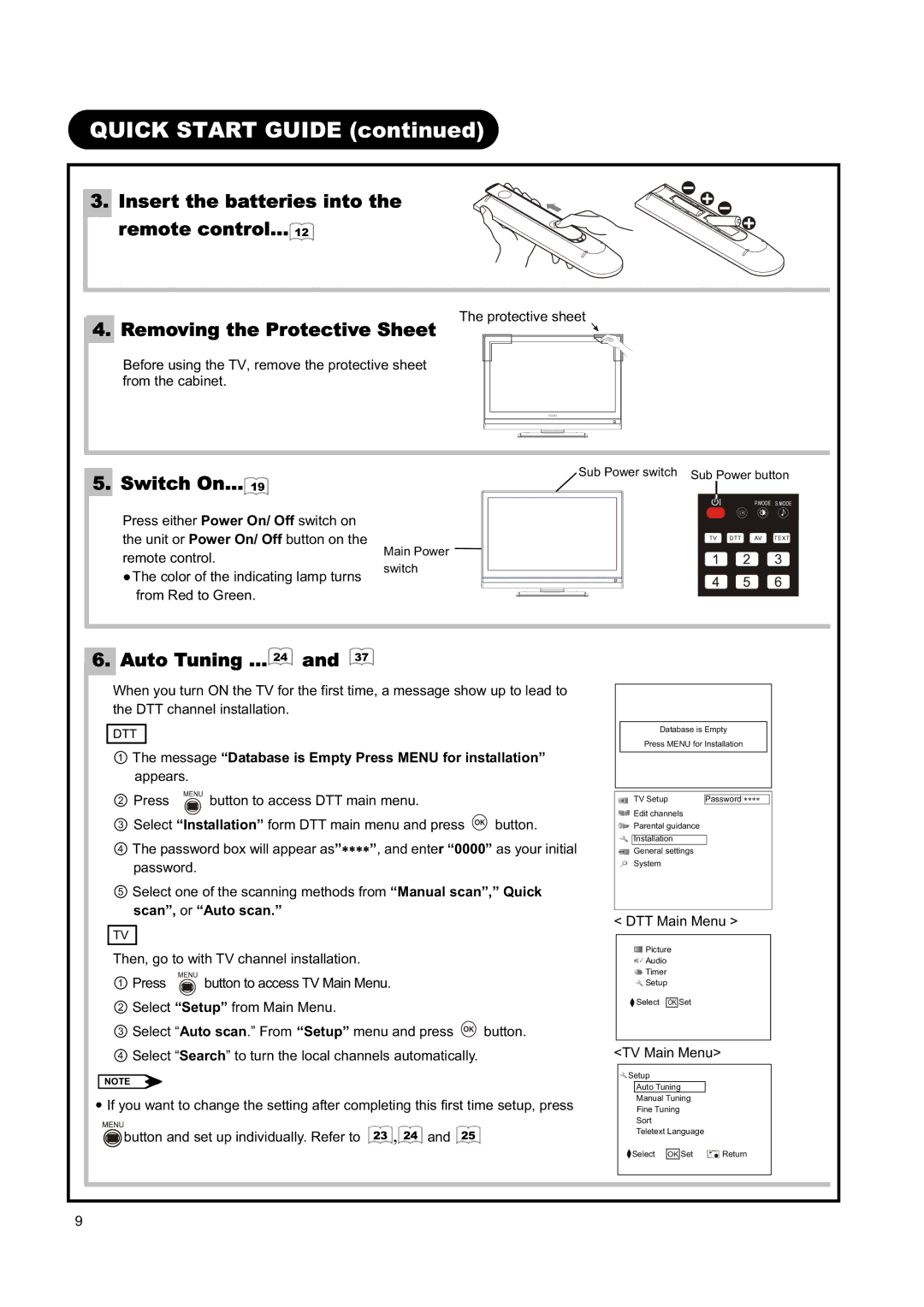 Hitachi L26H01AU manual Quick Start Guide, Switch On… 