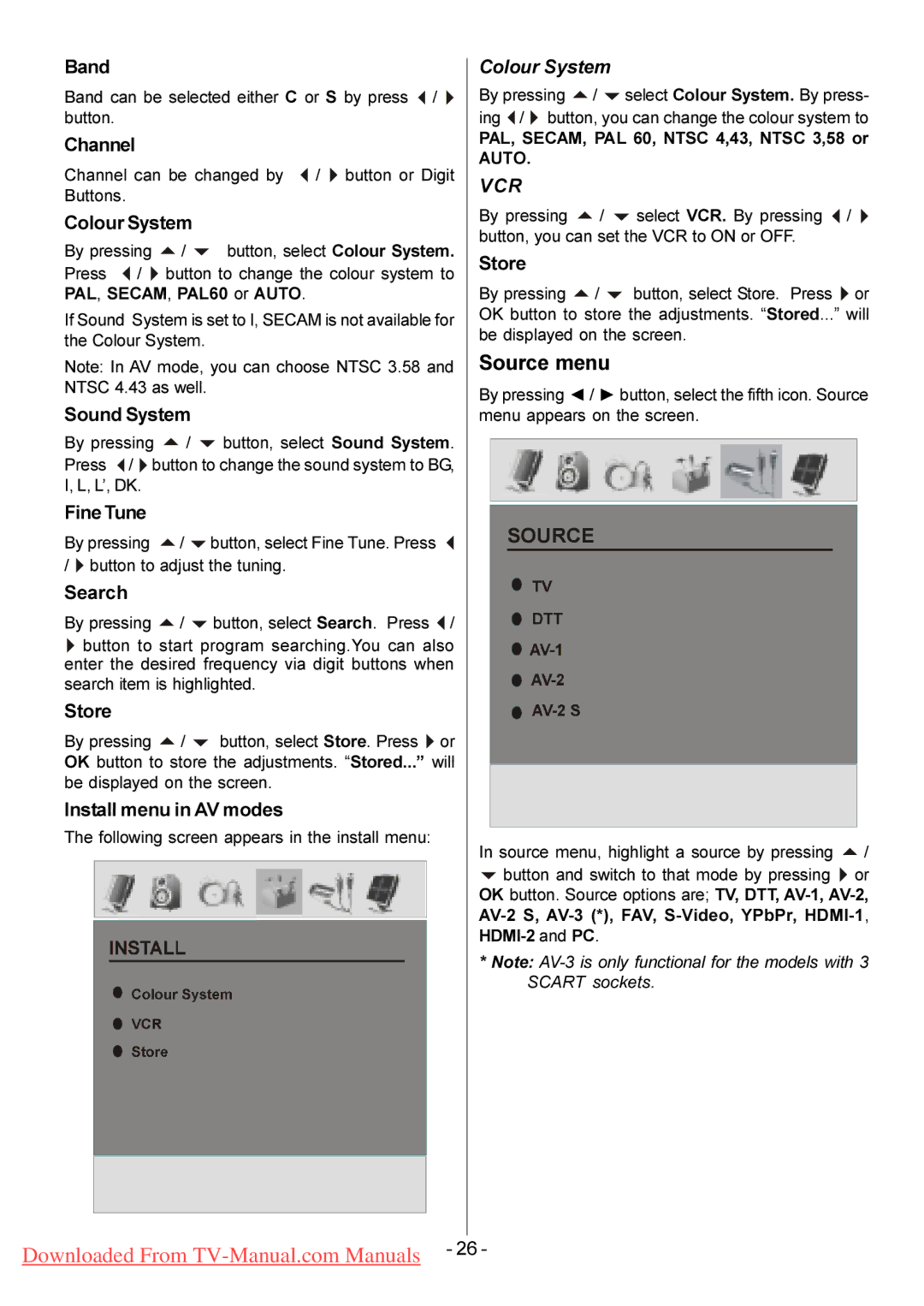 Hitachi L26H01U L26HR1U manual Source menu 