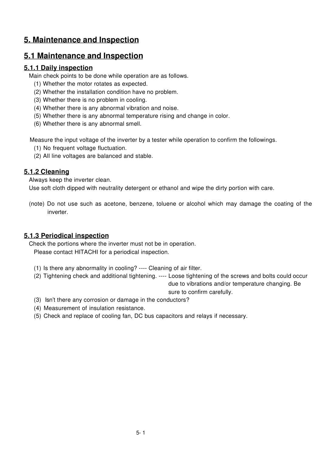 Hitachi L300P Series service manual Maintenance and Inspection 