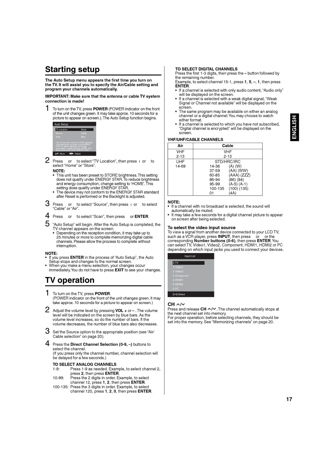 Hitachi L32A104 important safety instructions TV operation, To select the video input source 