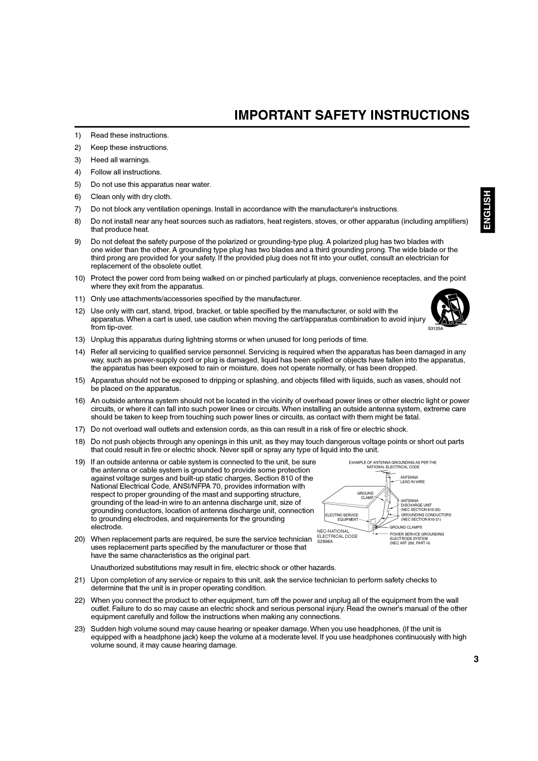 Hitachi L32A104 important safety instructions Important Safety Instructions 