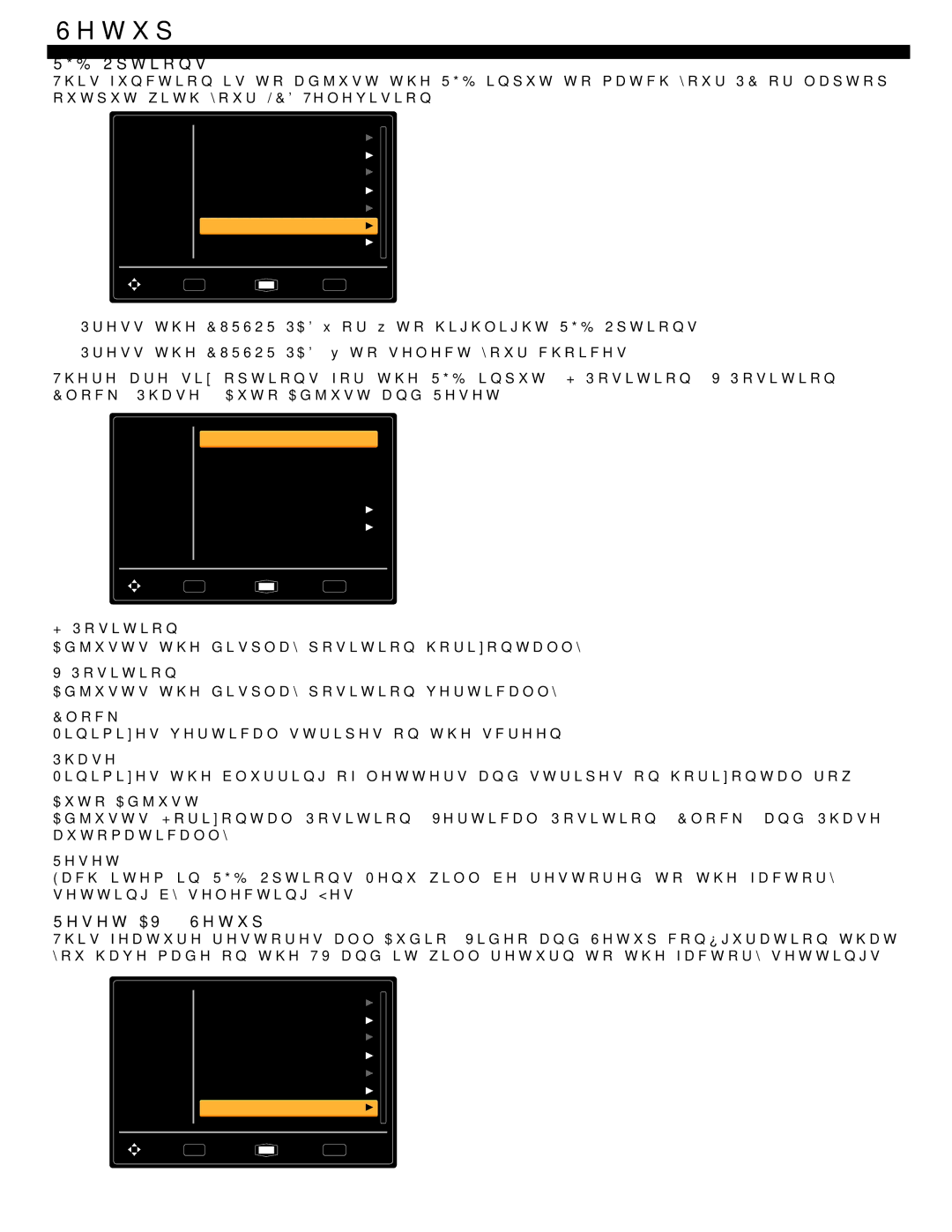 Hitachi L32A404 important safety instructions RGB Options, Reset AV & Setup 