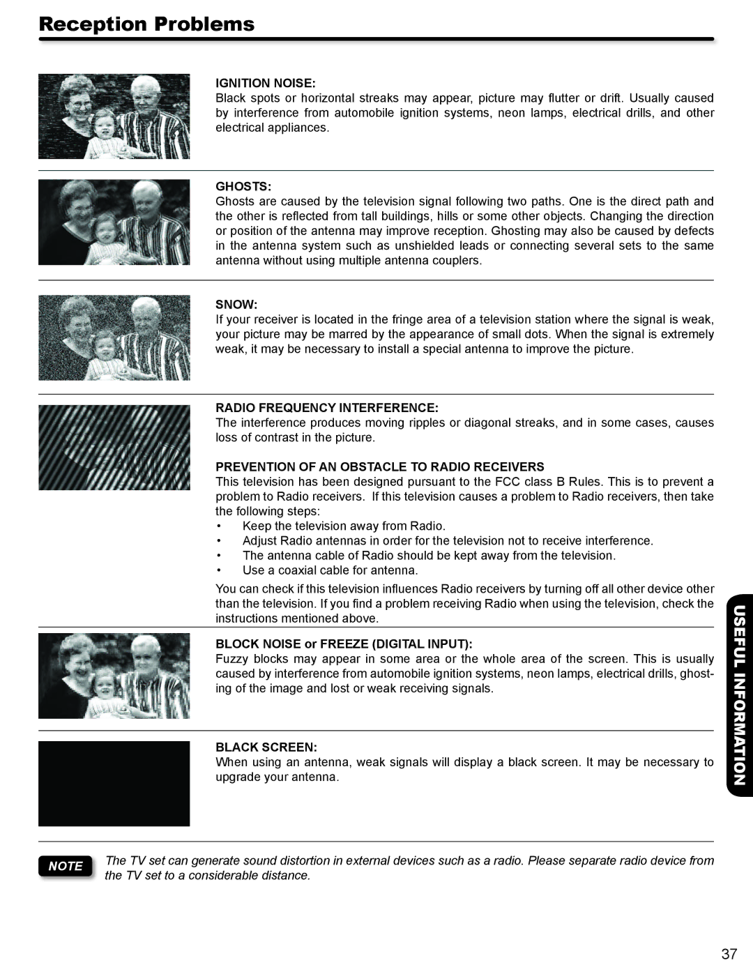 Hitachi L32A404 important safety instructions Reception Problems 