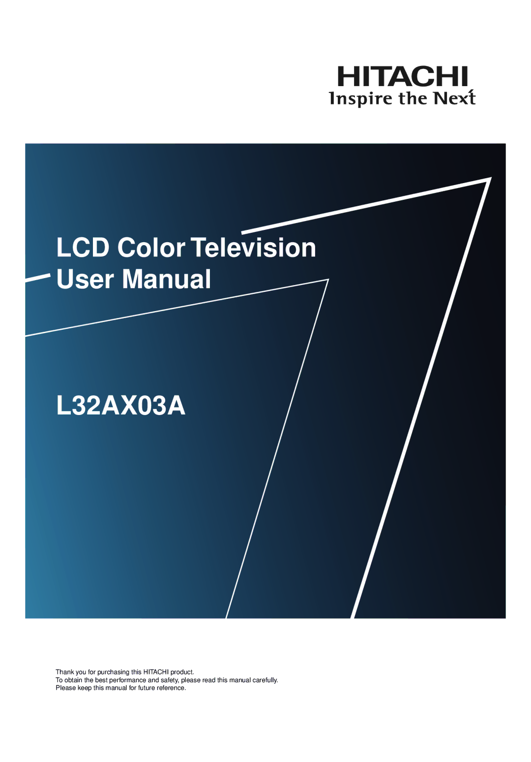 Hitachi L32AX03A user manual 