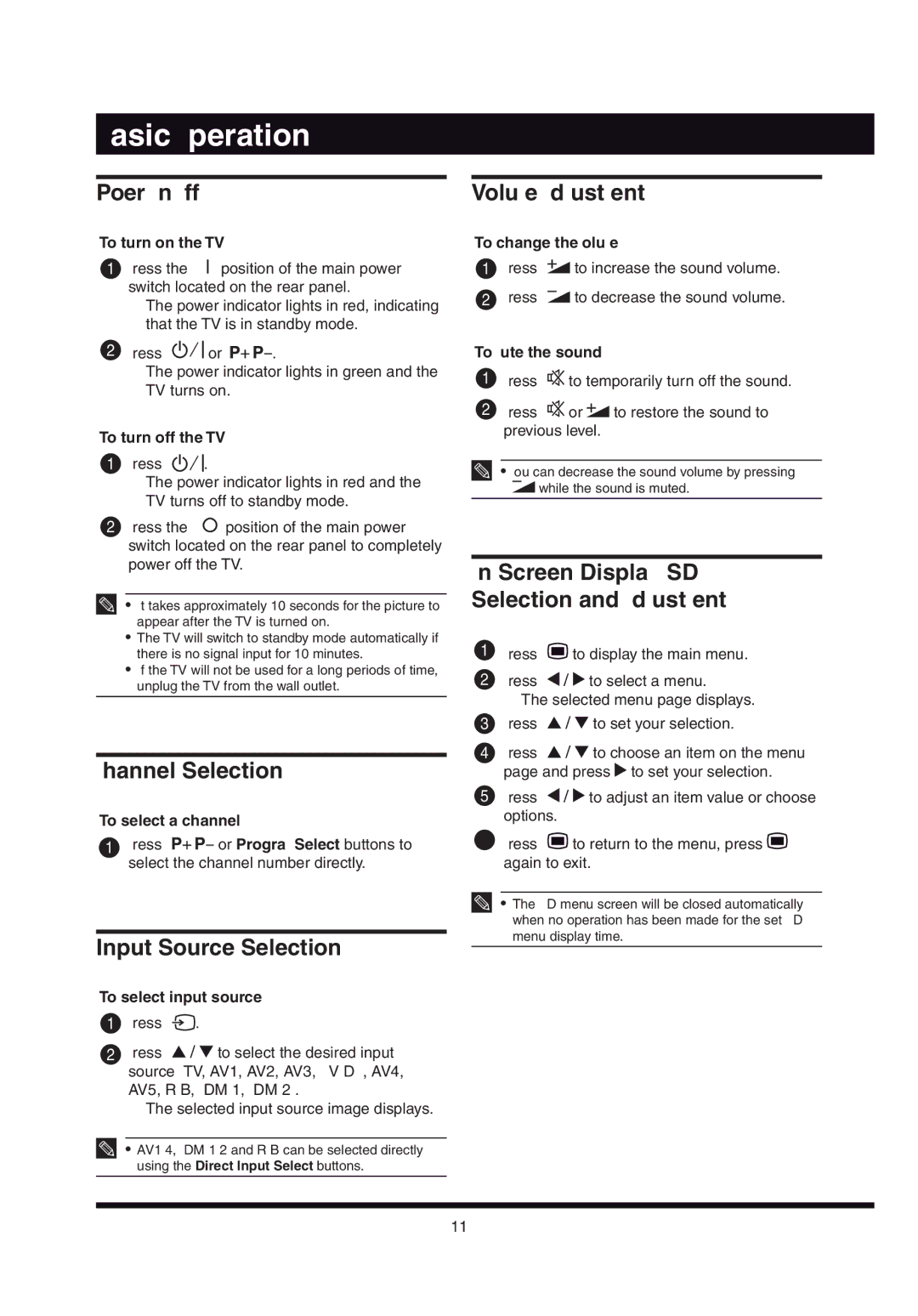 Hitachi L32AX03A user manual Basic Operation 