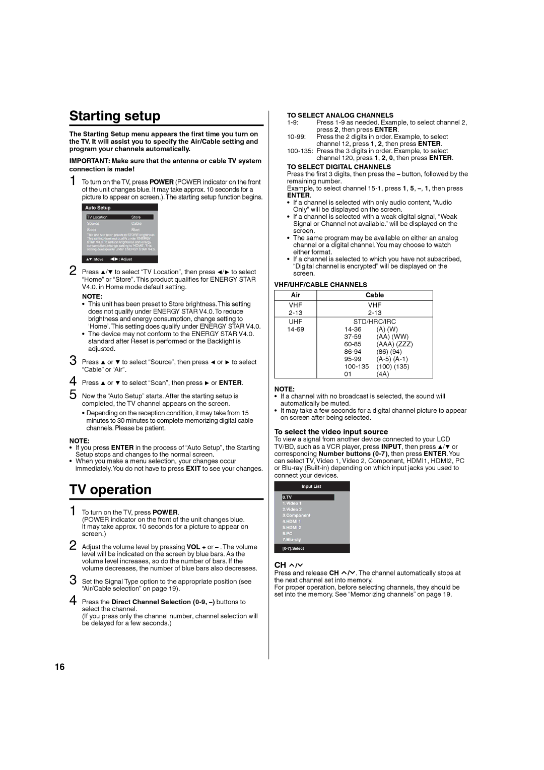 Hitachi L32BD304 manual TV operation, To select the video input source 