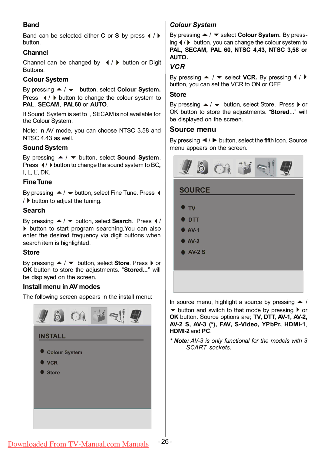 Hitachi L32H01U, L32HR1U manual Source menu 