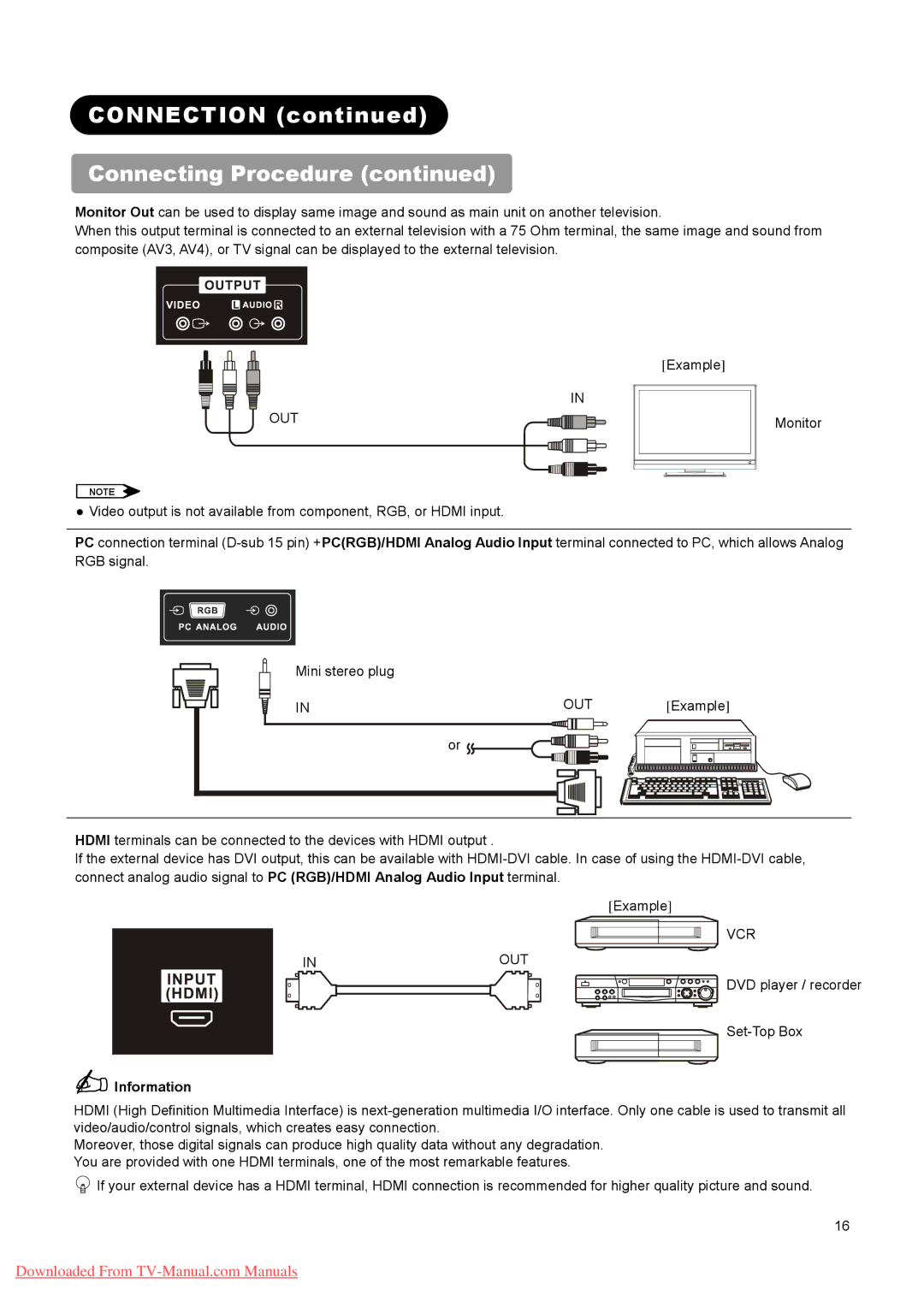 Hitachi L37A01A, L26A01A, L32A01A user manual Out, Information 