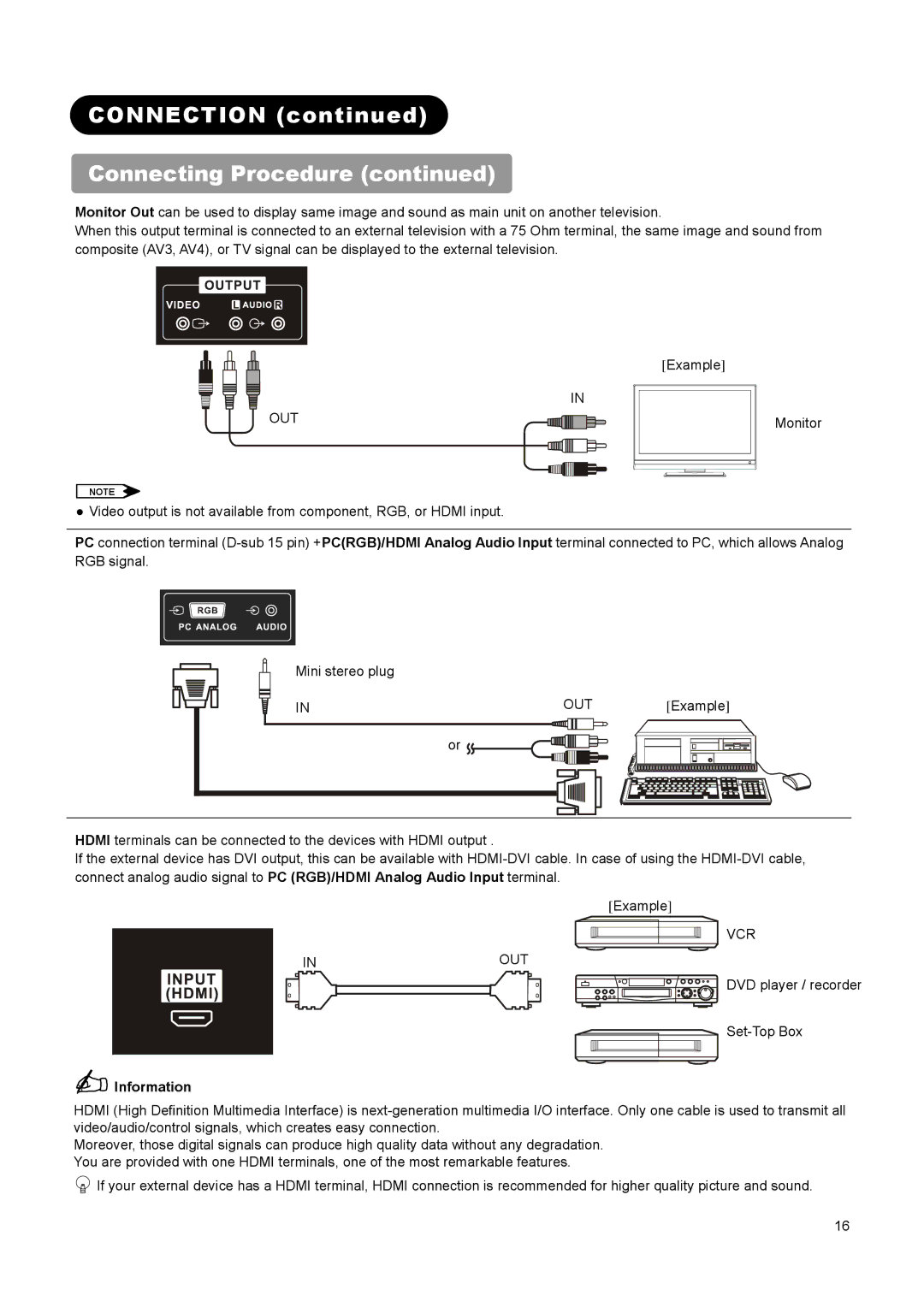 Hitachi L37A01A, L26A01A, L32A01A user manual Out, Information 