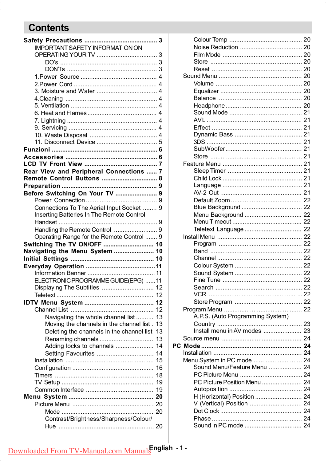 Hitachi L37VP01E, L37VR1U, L37V01EA, L37V01UA manual Contents 