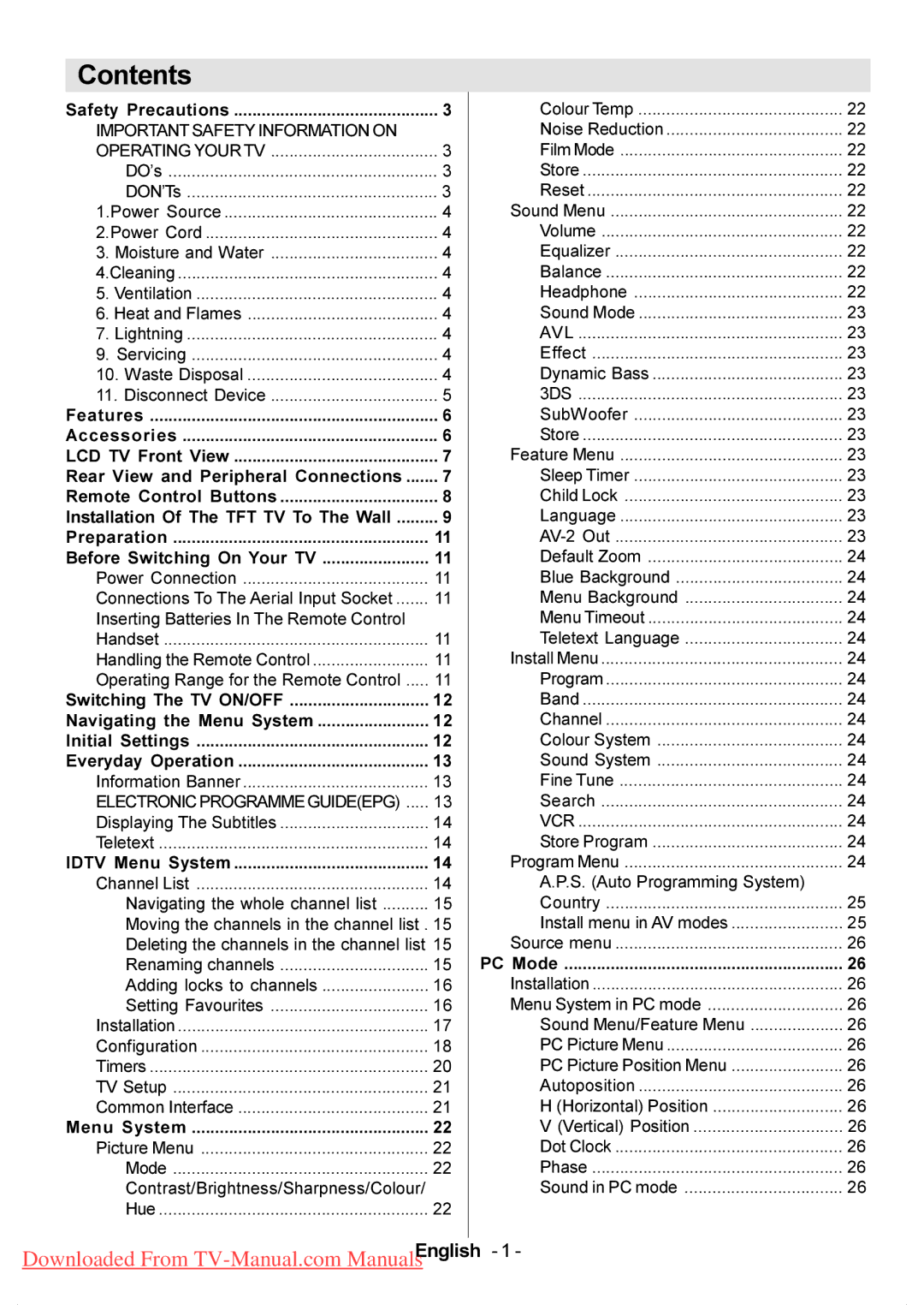 Hitachi L37VP01U, L37VP01E manual Contents 