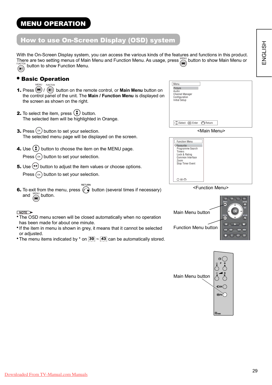 Hitachi L37X01E, L37X01U user manual Menu Operation, How to use On-Screen Display OSD system, Basic Operation 