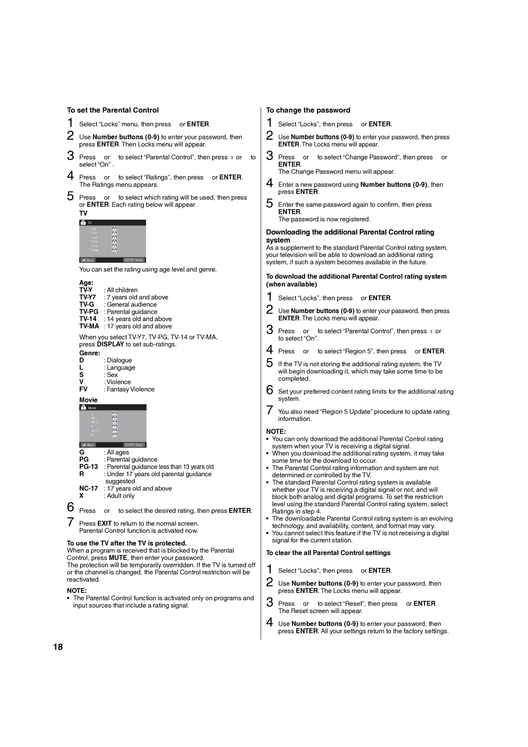 Hitachi L40A105 important safety instructions To set the Parental Control, To change the password 