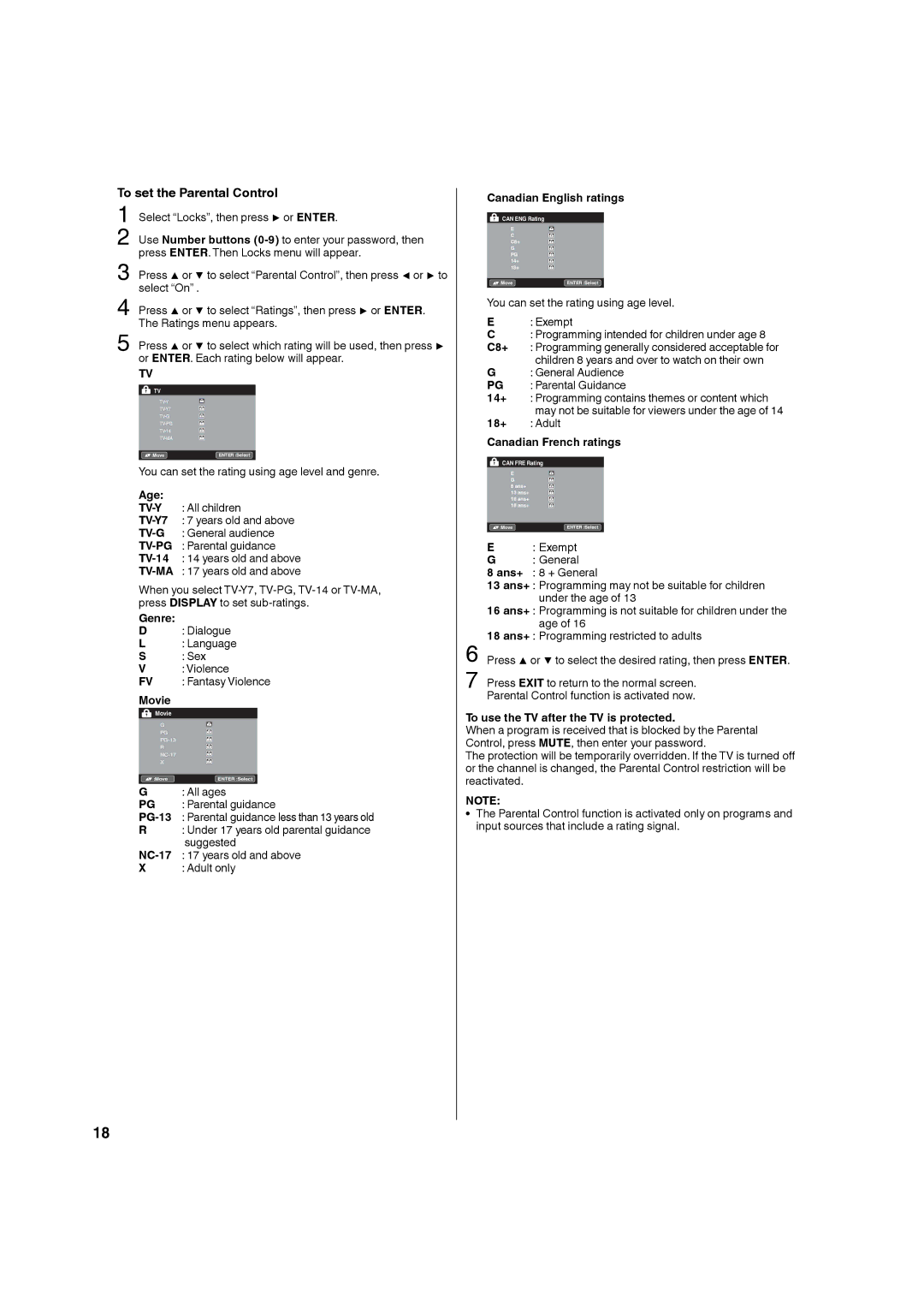 Hitachi L40A105A important safety instructions To set the Parental Control 