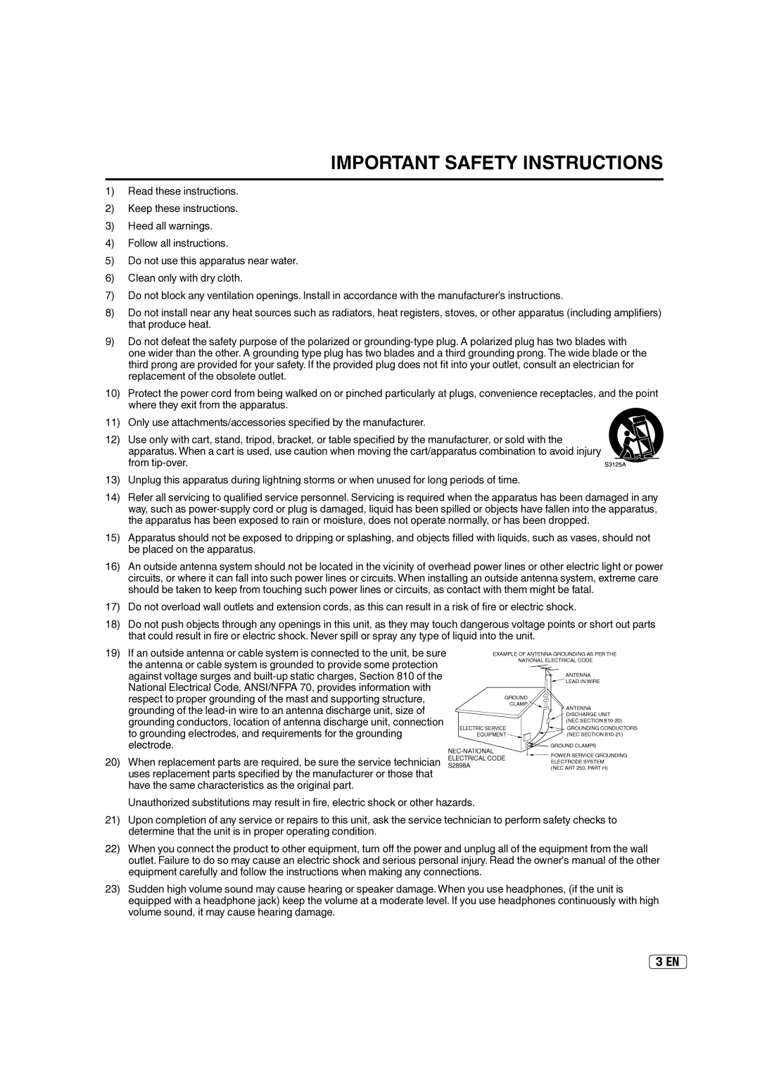 Hitachi L40A105E important safety instructions Important Safety Instructions 